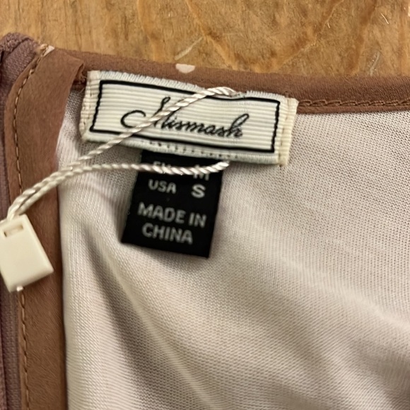 𝅺NWT Mismash Sheer Bubble Sleeves Taupe with Cream Polka Dots Dress M - Picture 12 of 12